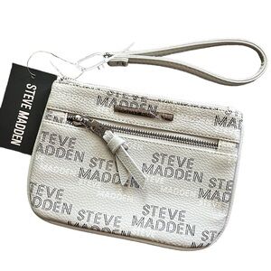Steve Madden logo gray wristlet